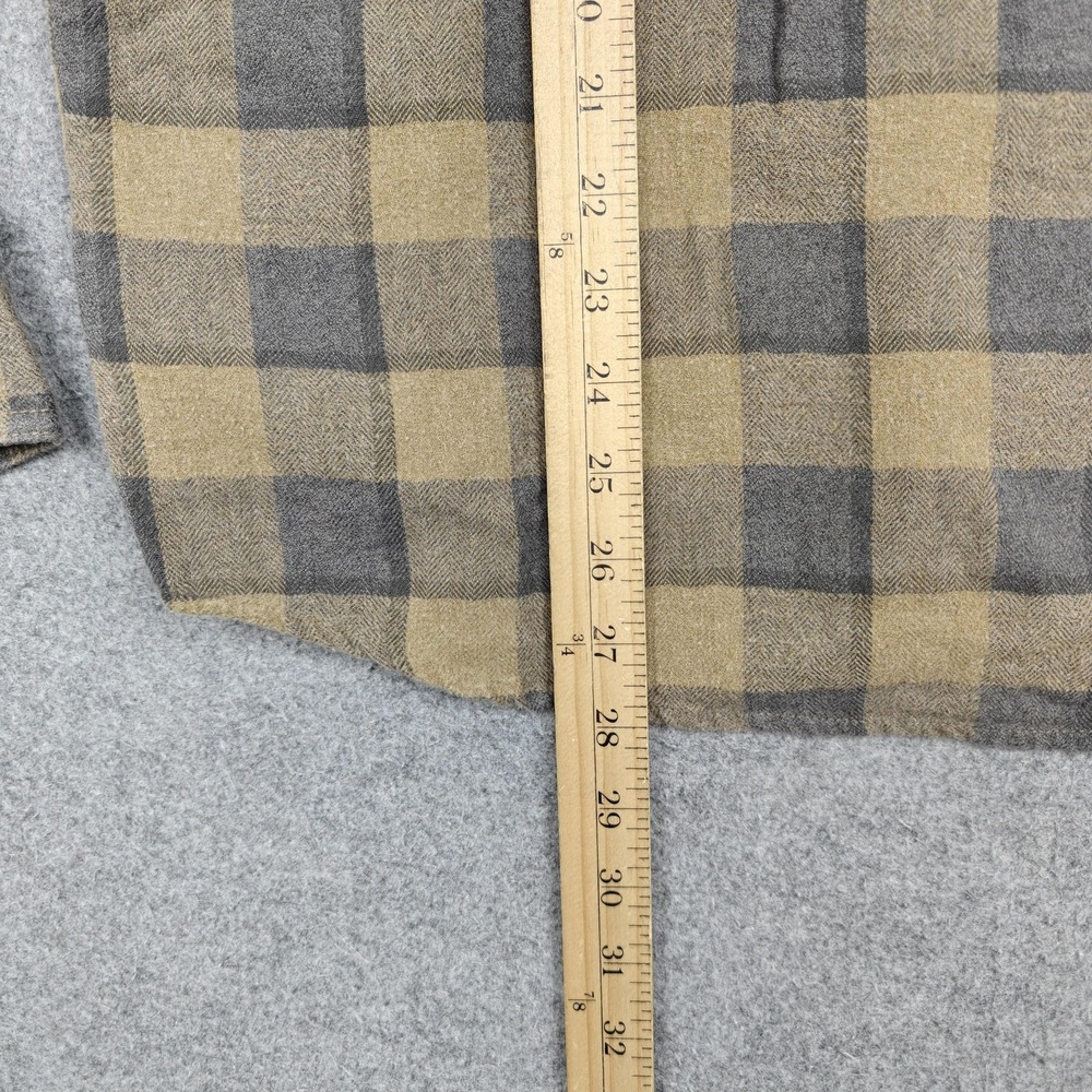 Ariat Flannel Shirt Mens Large Beige Plaid Cotton Long Sleeve Snap Western - Picture 8 of 10